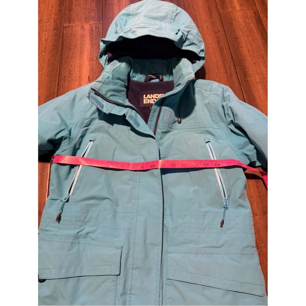 Lands' End Women's/Teen Aqua Blue Hooded Ski Jacket - Picture 5 of 10
